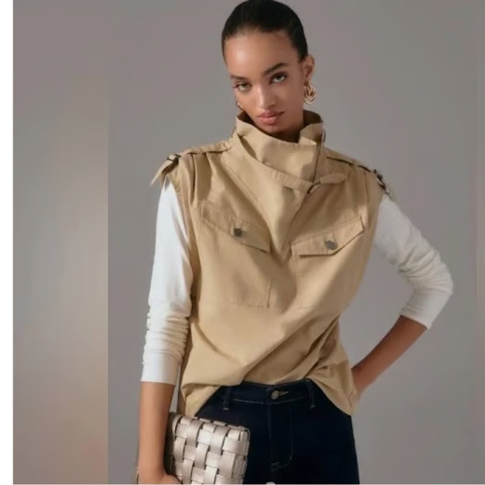 Anthropologie Beige Sleeveless Vest